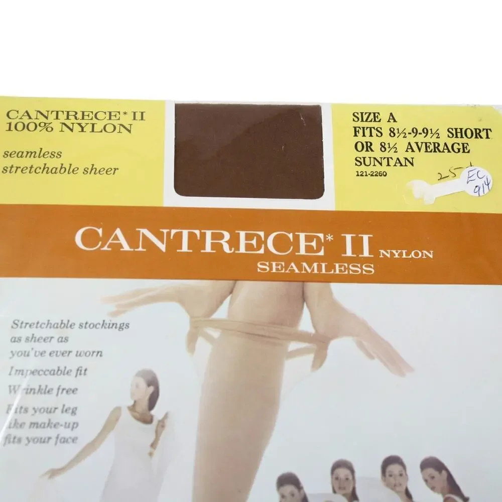 Vintage Nylon Stockings Cantrece Gaymode 1 Pair Suntan A 8 1/2 Average - Hey Viv